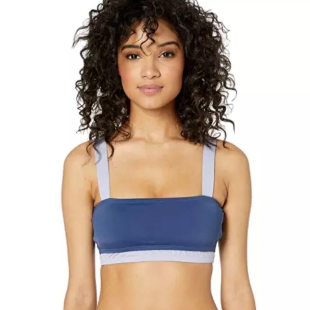BCBG Color Block Bralette Top, Navy, Women's Small
